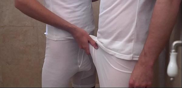  MormonBoyz - Young missionary fucks older priest leader in showers